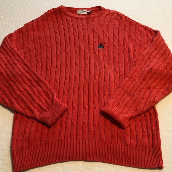 Izod Other - IZOD Pullover Cable Knit Sweater Color Coral Size Men's XL, IZOD Logo